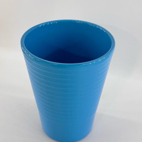 Van Krimpen Light Blue Ceramic Planter Vase Ribbed 6 1/2" Made in Germany' - Picture 2 of 7